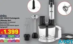 SİNBO SHB-3186 5 FONKSİYONLU EL BLENDER SETİ SİNBO SHB-3186 5 FONKSİYONLU EL BLENDER SETİ